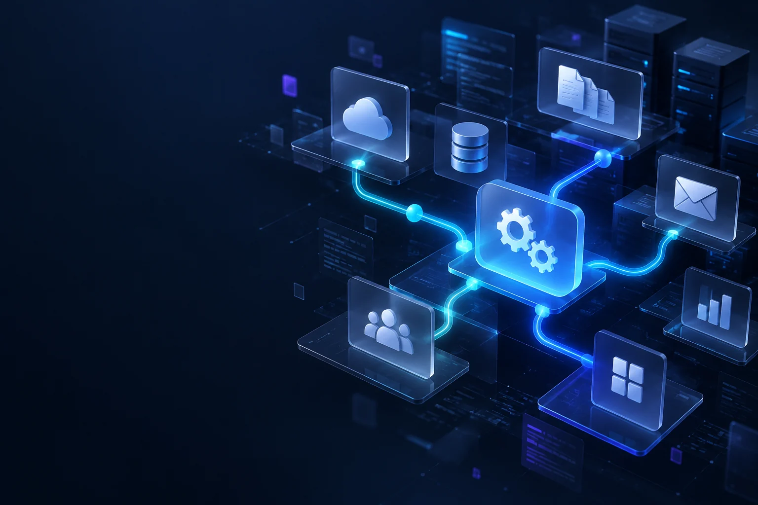 Connected business software systems and workflow automation